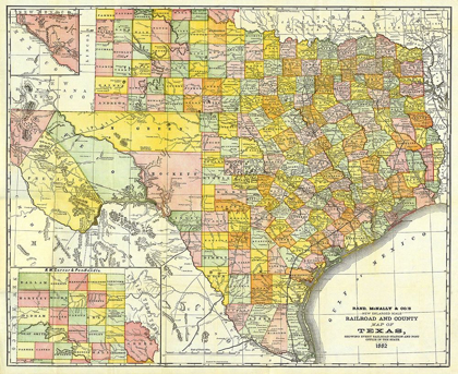 Picture of TEXAS RAILROADS AND COUNTIES - RAND MCNALLY 1882
