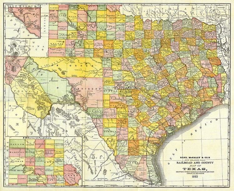 Picture of TEXAS RAILROADS AND COUNTIES - RAND MCNALLY 1882