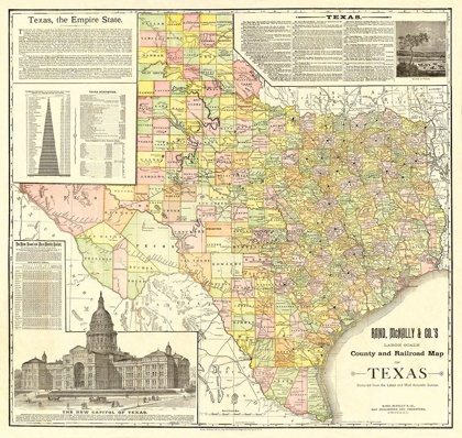 Picture of TEXAS COUNTIES AND RAILROADS - RAND MCNALLY 1891