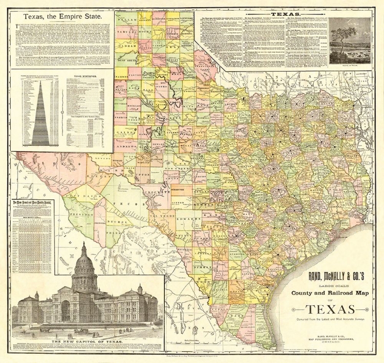 Picture of TEXAS COUNTIES AND RAILROADS - RAND MCNALLY 1891