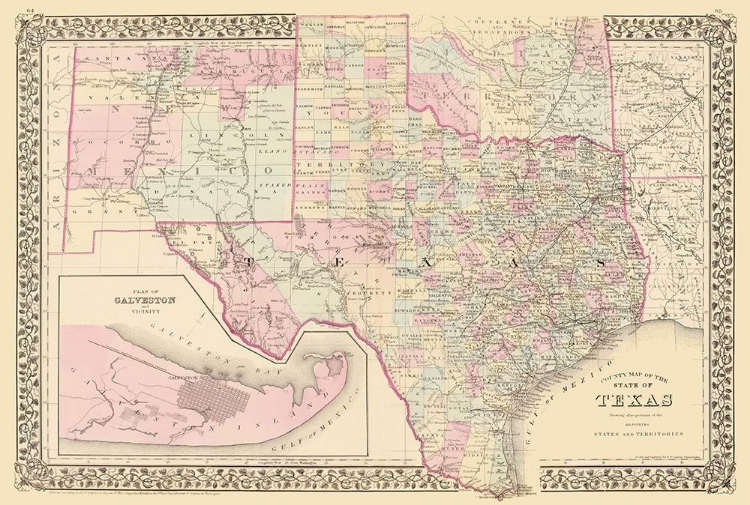Picture of TEXAS - COUNTY MAP - MITCHELL 1880