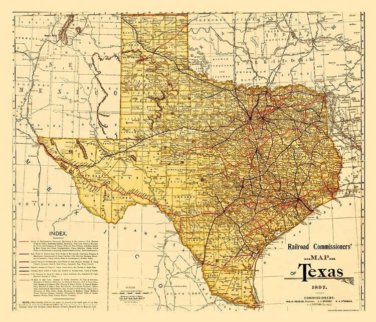 Picture of RAILROAD COMMISSIONERS MAP OF TEXAS 1897