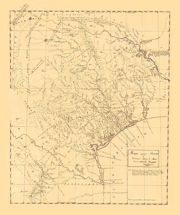 Picture of TEXAS ORIGINAL MAP - AUSTIN 1829
