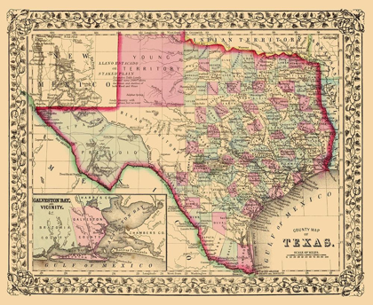 Picture of TEXAS WITH AN INSET OF GALVESTON BAY