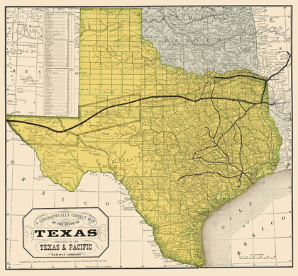 Picture of TEXAS GEOGRAPHICAL MAP 1876