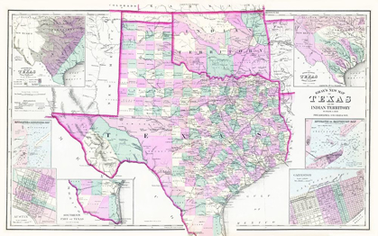 Picture of TEXAS AND OKLAHOMA INDIAN TERRITORY - GRAY 1876