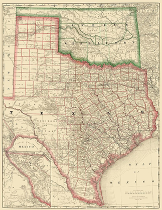 Picture of TEXAS AND INDIAN TERRITORY - RAND MCNALLY 1879