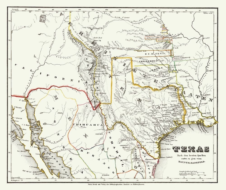 Picture of TEXAS AND SURROUNDING TERRITORIES - RADEFELD 1846
