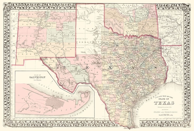 Picture of TEXAS COUNTIES - GAMBLE 1876