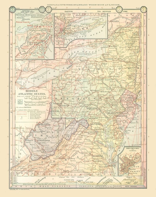 Picture of MIDDLE ATLANTIC STATES - MONTEITH 1882