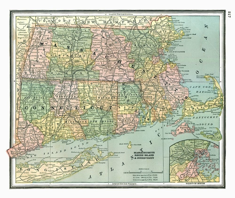 Picture of MASSACHUSETTS, CONNECTICUT - JOHNSON 1888