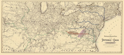 Picture of POTOMAC AND OHIO RAILWAY PROJECTED ROUTE 1874