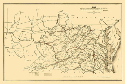 Picture of TIDE WATER VIRGINIA TO OHIO RIVER PROPOSED 1852