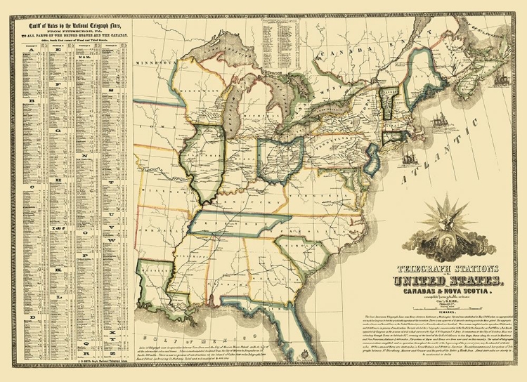 Picture of UNITED STATES TELEGRAPH STATIONS - BARR 1853