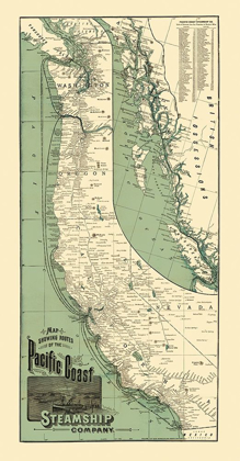 Picture of PACIFIC COAST STEAMSHIP COMPANY ROUTES 1896