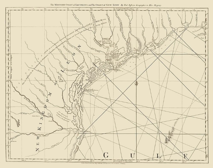 Picture of WEST COAST LOUISIANA, NEW LEON - JEFFERYS 1775