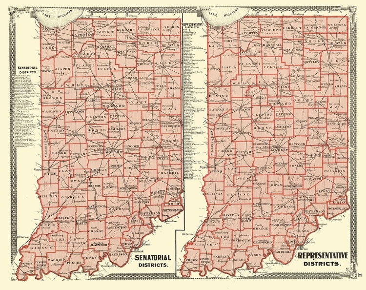 Picture of INDIANA SENATORIAL, REPRESENTATIVE DISTRICTS 1876