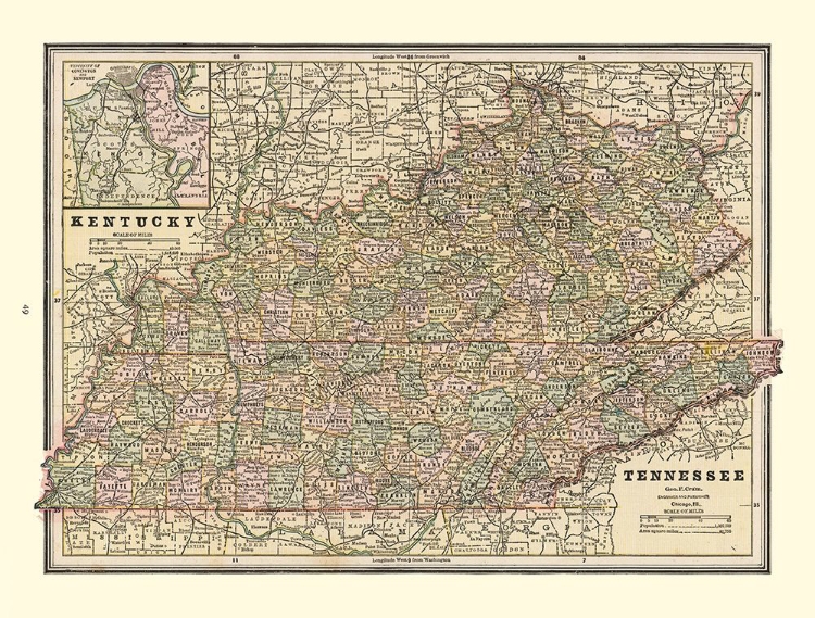 Picture of KENTUCKY, TENNESSEE - CRAM 1888