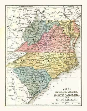 Picture of MARYLAND, VIRGINIA, NORTH CAROLINA - MITCHELL 1869