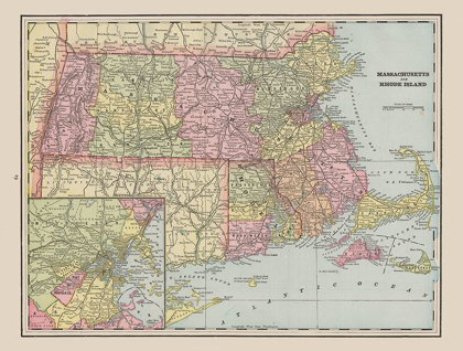 Picture of MASSACHUSETTS - RHODE ISLAND - CRAM 1892