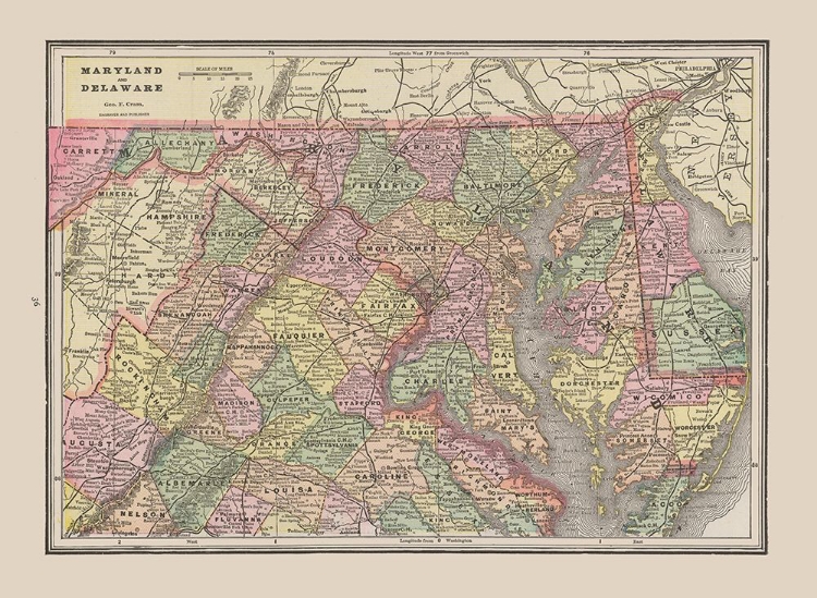 Picture of MARYLAND - DELAWARE - CRAM 1892