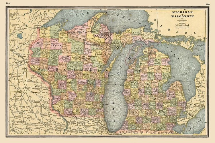 Picture of MICHIGAN, WISCONSIN - JOHNSON 1888