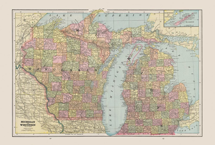 Picture of MICHIGAN, WISCONSIN - CRAM 1892