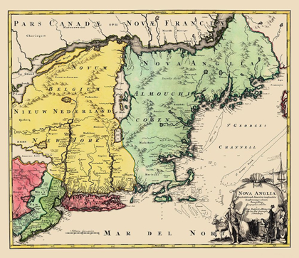 Picture of NEW ENGLAND, UNITED STATES - HOMANN 1759