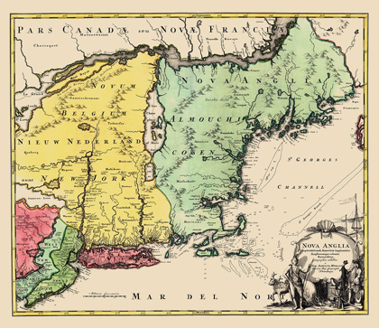Picture of NEW ENGLAND, UNITED STATES - HOMANN 1759