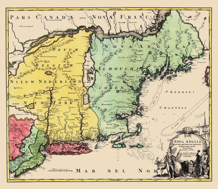 Picture of NEW ENGLAND, UNITED STATES - HOMANN 1759