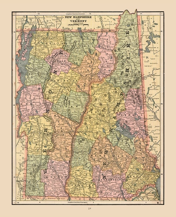 Picture of NEW HAMPSHIRE, VERMONT - CRAM 1888