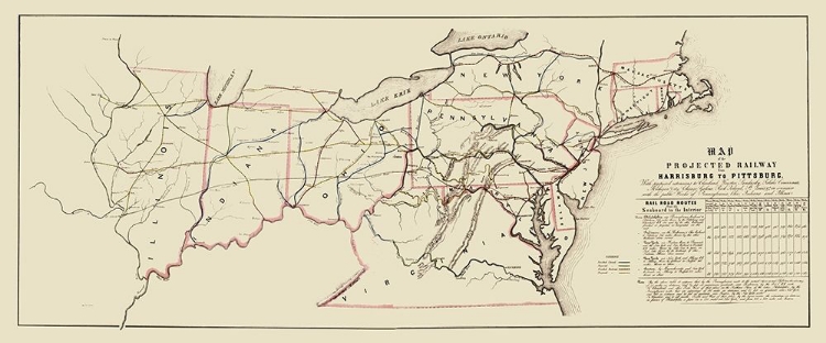 Picture of HARRISBURG TO PITTSBURG PROJECTED RAILWAY - 1840