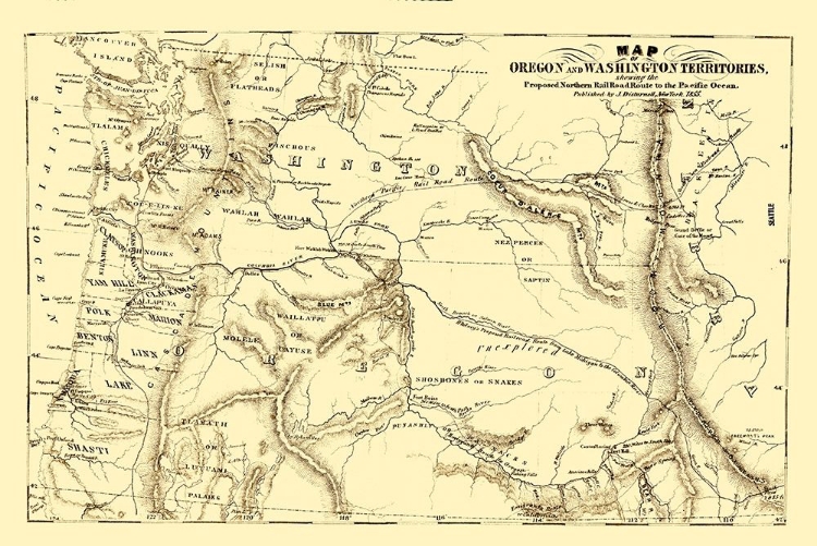 Picture of OREGON AND WASHINGTON PROPOSED RAILROAD ROUTE 1855