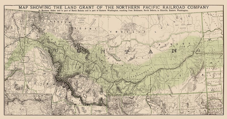 Picture of NORTHERN PACIFIC RAILROAD LAND GRANTS 1890