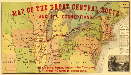 Picture of GREAT CENTRAL RAILROAD ROUTE - THOMAS 1856
