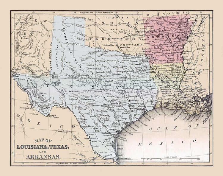 Picture of LOUISIANA, TEXAS, ARKANSAS - MITCHELL 1877