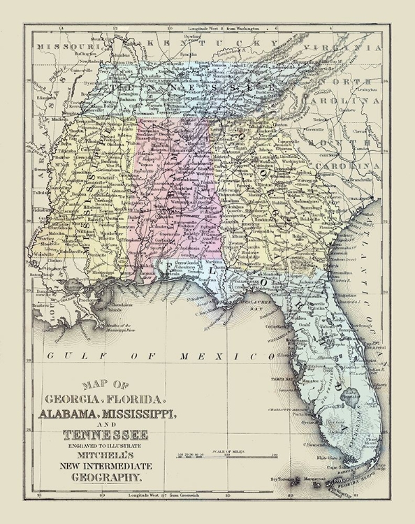 Picture of SOUTH EASTERN UNITED STATES - MITCHELL 1877