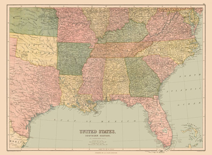 Picture of SOUTHERN SECTION OF US - BLACK 1867