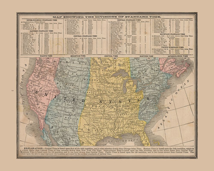 Picture of DIVISIONS OF STANDARD TIME - CRAM 1888