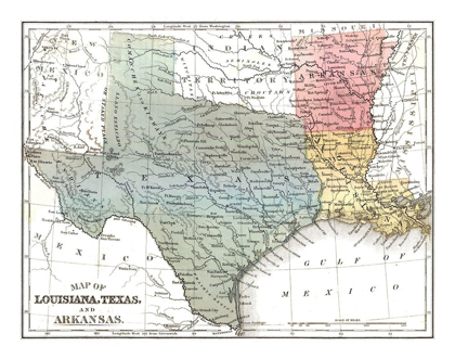 Picture of LOUISIANA, TEXAS, ARKANSAS - MITCHELL 1869