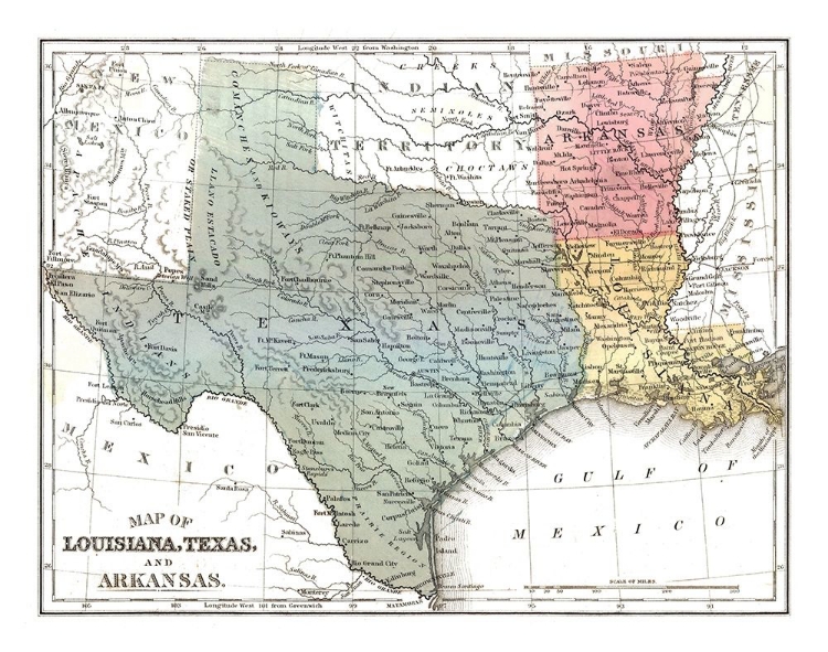 Picture of LOUISIANA, TEXAS, ARKANSAS - MITCHELL 1869