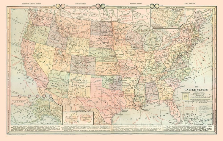 Picture of UNITED STATES - TIME ZONES - MONTEITH 1882