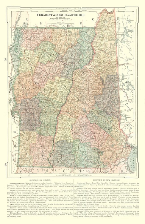 Picture of VERMONT AND NEW HAMPSHIRE - MONTEITH 1882