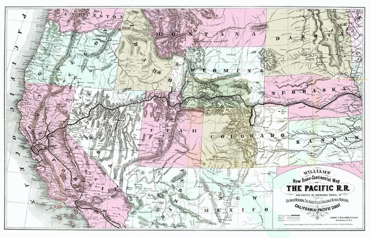 Picture of PACIFIC RAILROAD WITH ROUTES TO CALIFORNIA 1877