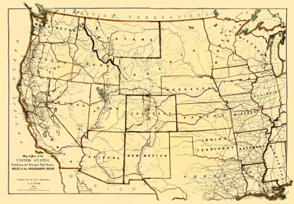 Picture of MAIL ROUTES WEST OF THE MISSISSIPPI RIVER