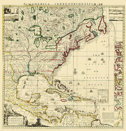 Picture of AMERIQUE SEPTENTRIONALE - POPPLE 1733