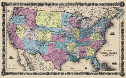 Picture of US WITH MILITARY STATIONS, FORTS - COLTON 1861