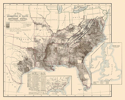 Picture of DISRIBUTIONT OF SLAVES IN THE SOUTHERN STATES 1865