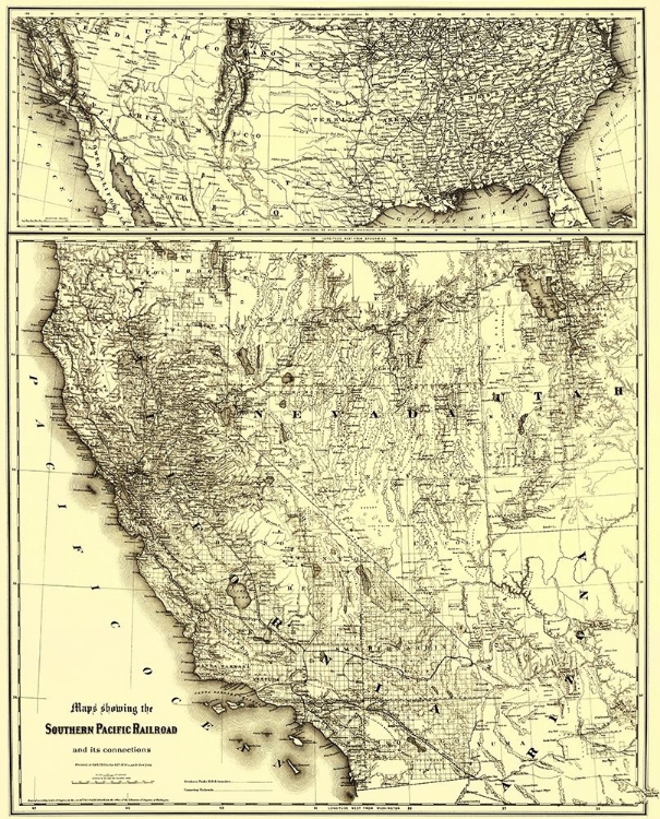 Picture of SOUTHERN PACIFIC RAILROAD WITH CONNECTIONS 1875
