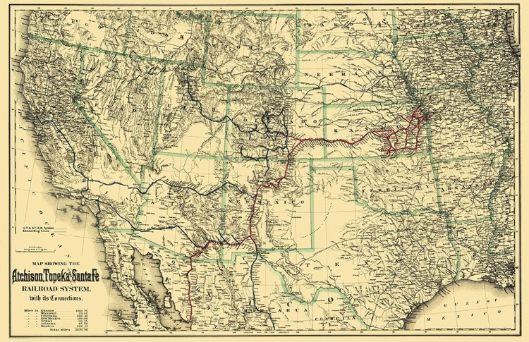 Picture of ATCHISON, TOPEKA AND SANTA FE RAILROAD SYSTEM 1883